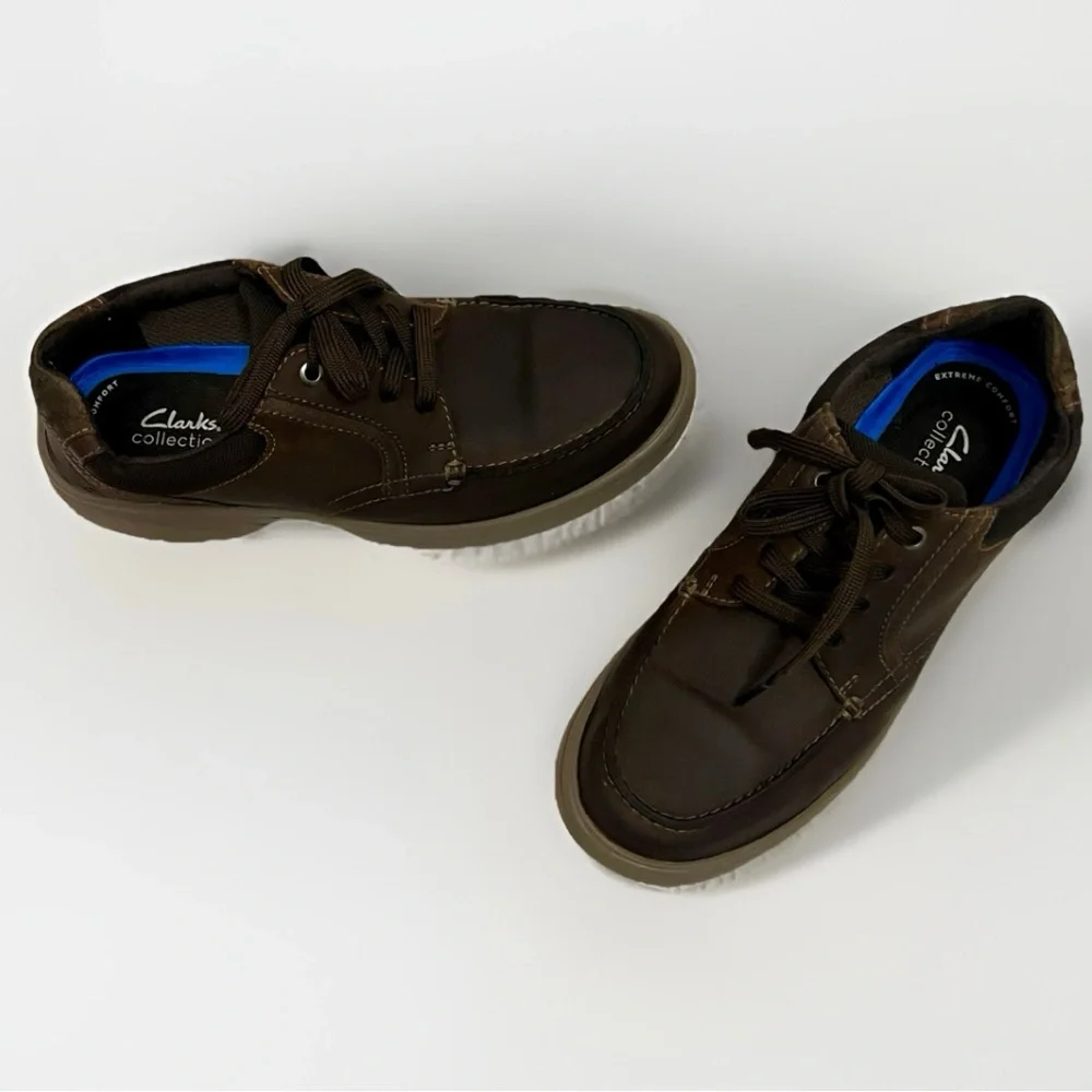 Clarks Bradley Vibe Leather Derby Comfort Shoes Mens Sz 9.5 Brown Lace Up Casual